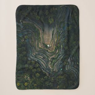 Green moss on black rock sherpa blanket