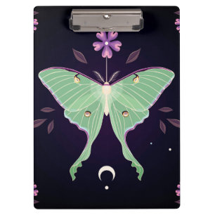 Green Moth Purple Flower Moth Clipboard