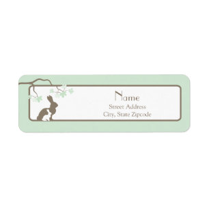 Green Mother and Baby Bunny Address Label