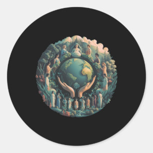 Green Mother Earth Day Gaia Save Our Planet Women  Classic Round Sticker