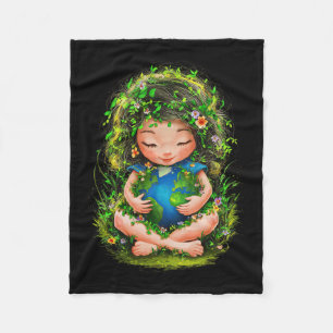 Green Mother Earth Day Gaia Save Our Planet Women  Fleece Blanket
