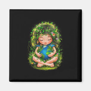 Green Mother Earth Day Gaia Save Our Planet Women Magnet