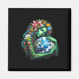 Green Mother Earth Day Gaia Save Our Planet Women Magnet