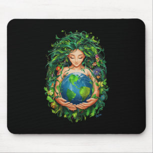 Green Mother Earth Day Gaia Save Our Planet Women Mouse Mat