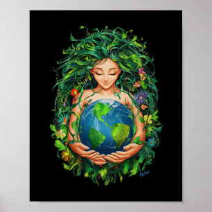 Green Mother Earth Day Gaia Save Our Planet Women Poster