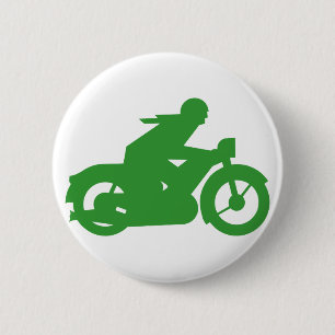 Green Motorbiker Sign 6 Cm Round Badge