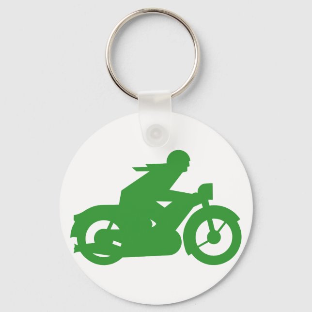 Green Motorbiker Sign Key Ring (Front)