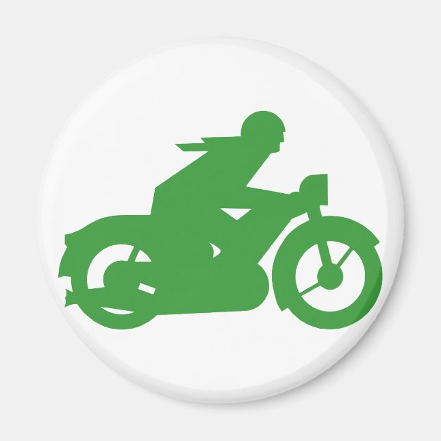 Green Motorbiker Sign Magnet (Front)