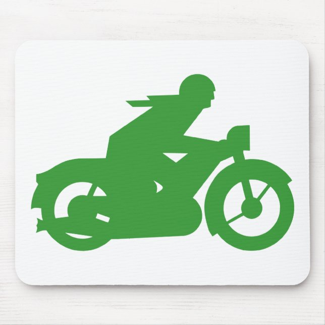 Green Motorbiker Sign Mouse Mat (Front)