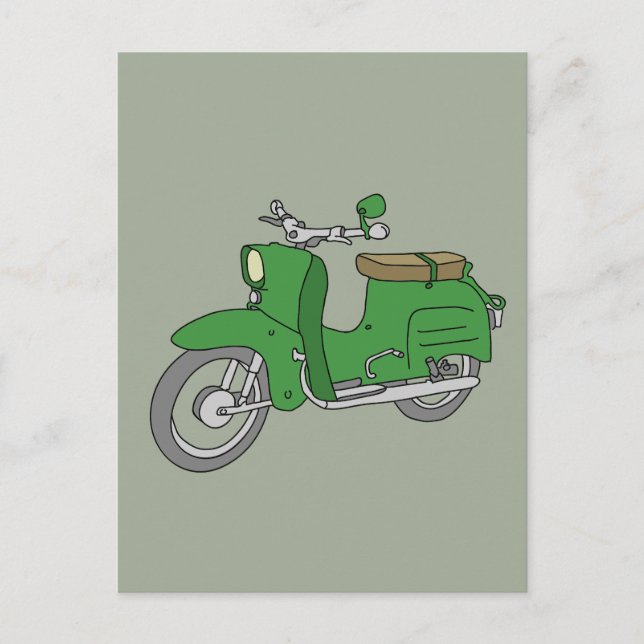 Green Motorscooter "Schwalbe" Postcard (Front)