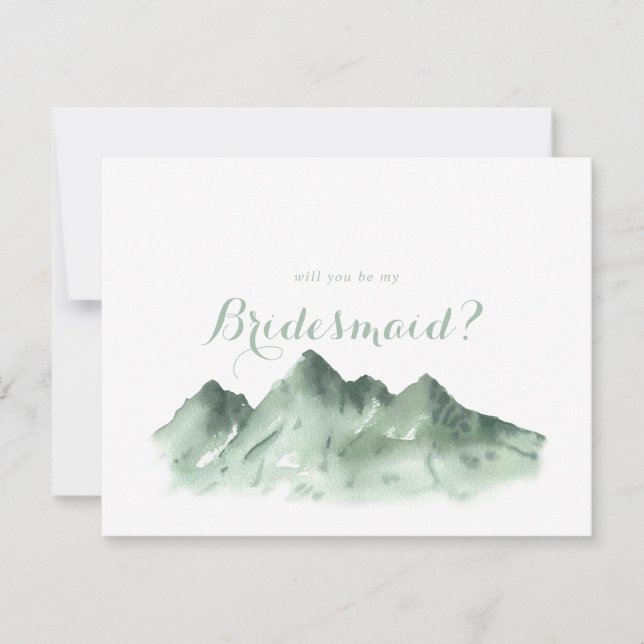 Green Mountain Bridesmaid Proposal Note Card (Front)