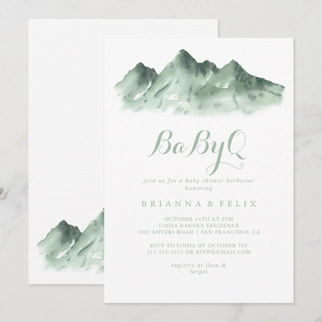 Green Mountain Country BabyQ Baby Shower Barbecue  Invitation (Front/Back)