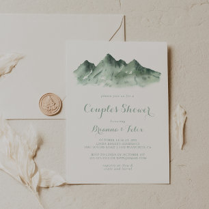 Green Mountain Country Calligraphy Couples Shower  Invitation