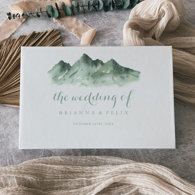 Green Mountain Country Calligraphy Wedding  Guest Book (Creator Uploaded)