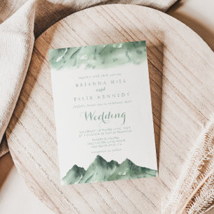 Green Mountain Country Calligraphy Wedding Invitation