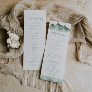 Green Mountain Country Calligraphy Wedding Program Programme