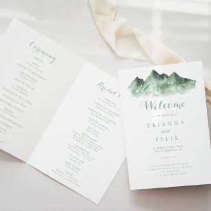Green Mountain Country Folded Wedding Program Programme