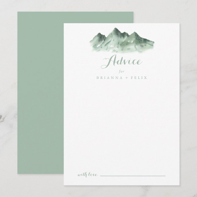 Green Mountain Country Wedding Advice Card (Front/Back)