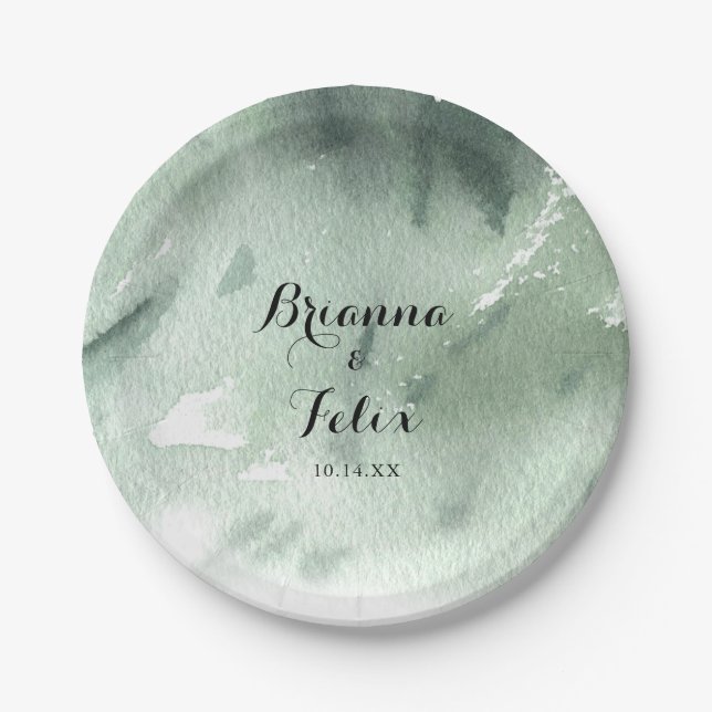 Green Mountain Country Wedding Cake Paper Plate (Front)