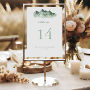 Green Mountain Country Wedding Table Number