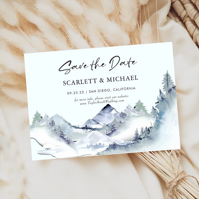 Green Mountain Horizontal Save the Date Invitation (Creator Uploaded)