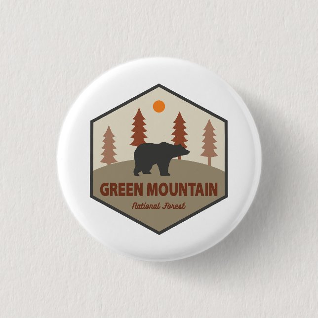 Green Mountain National Forest Bear 3 Cm Round Badge (Front)
