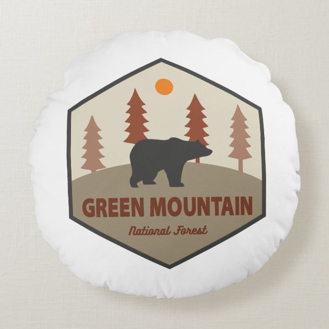 Green Mountain National Forest Bear Round Cushion (Front)