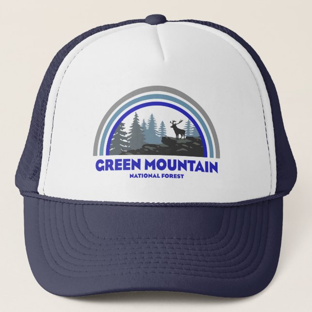 Green Mountain National Forest Rainbow Deer Trucker Hat (Front)