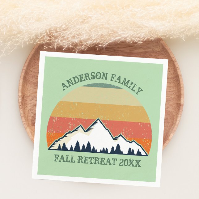 Green Mountain Sunset Forest Family Reunion Party Napkin (Creator Uploaded)