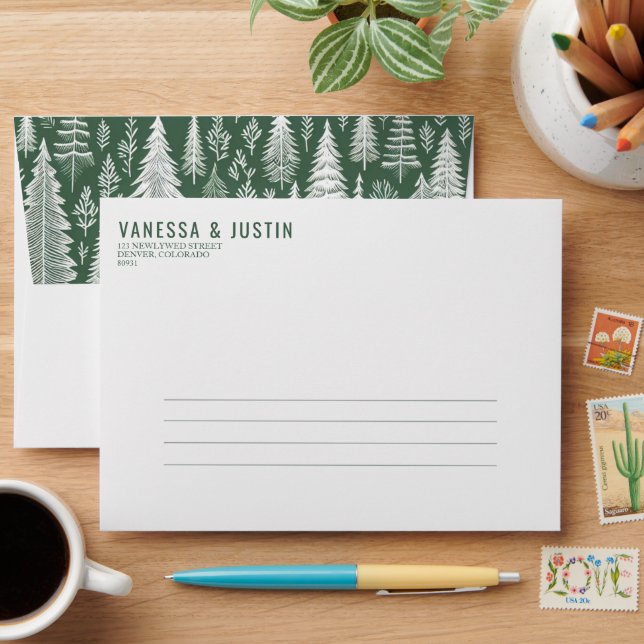 Green Mountain Wedding Invitation Envelope (Desk)