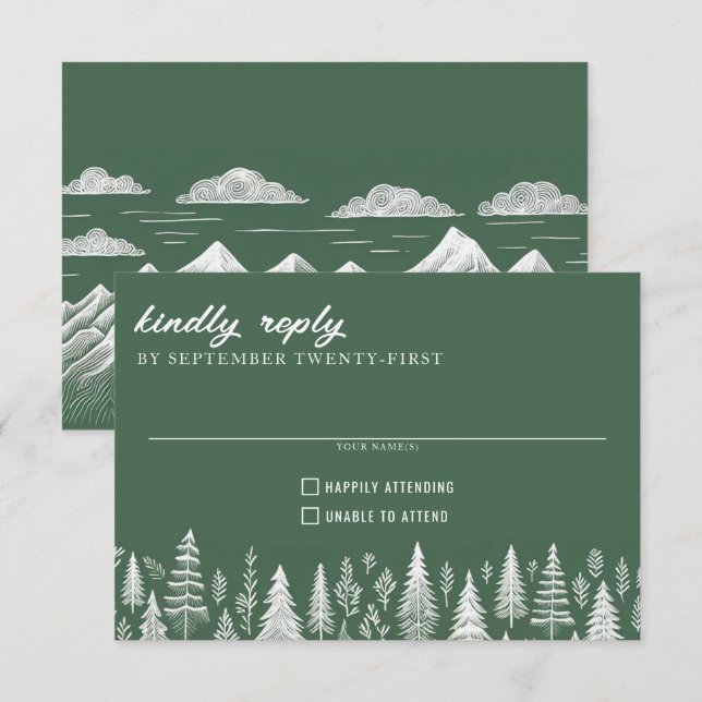 Green Mountain Wedding RSVP Card (Front/Back)