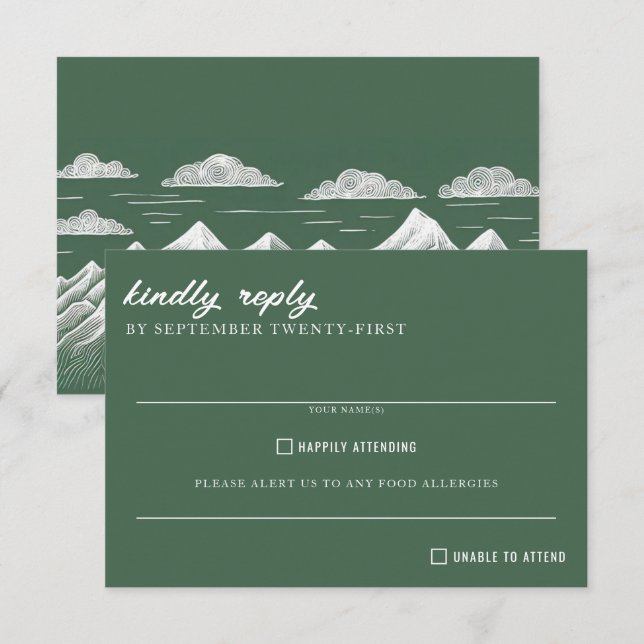 Green Mountain Wedding RSVP Card (Front/Back)