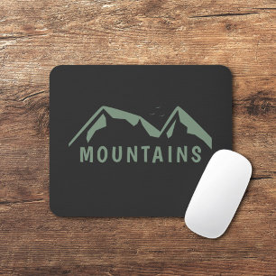 Green Mountains Black Mouse Pad