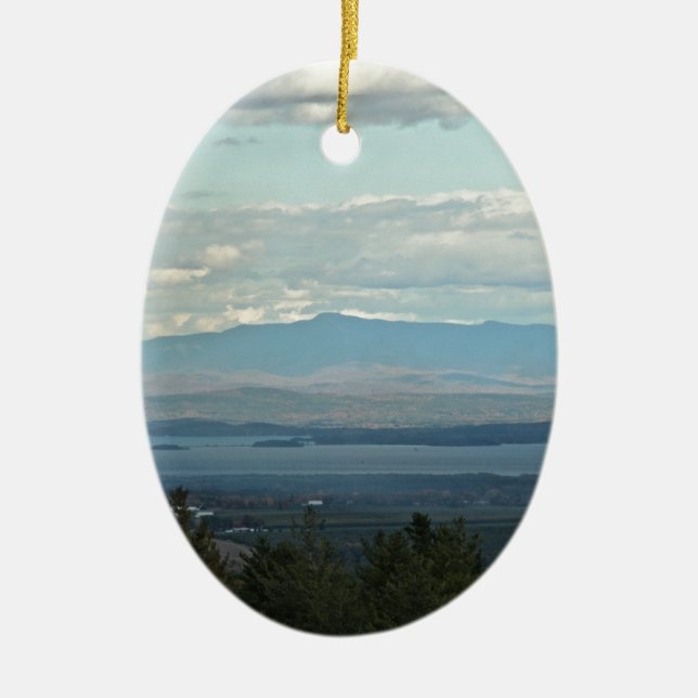 Green Mountains Ceramic Tree Decoration (Front)