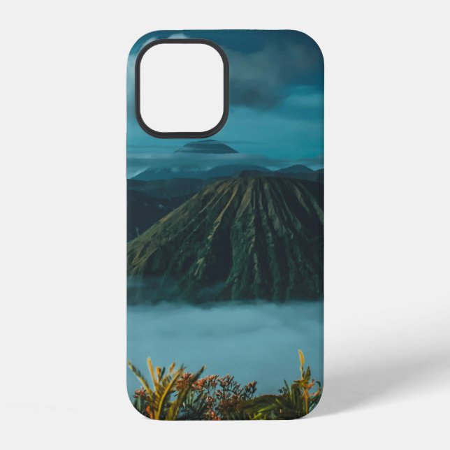 GREEN MOUNTAINS SURROUNDED BY WHITE CLOUDS iPhone CASE (Back)