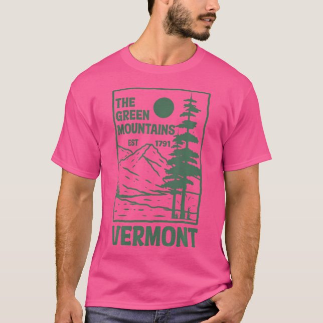 Green Mountains Vermont Family Vacation Hiking Vin T-Shirt (Front)