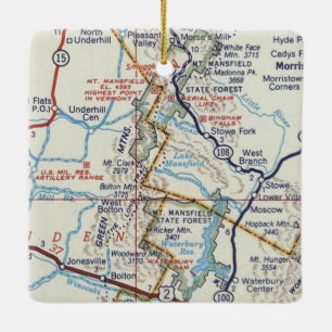 Green Mountains Vermont Retro Map Ceramic Ornament
