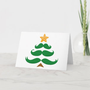 Green Moustache Tree Holiday Card