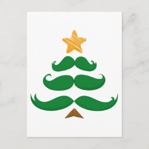 Green Moustache Tree Holiday Postcard