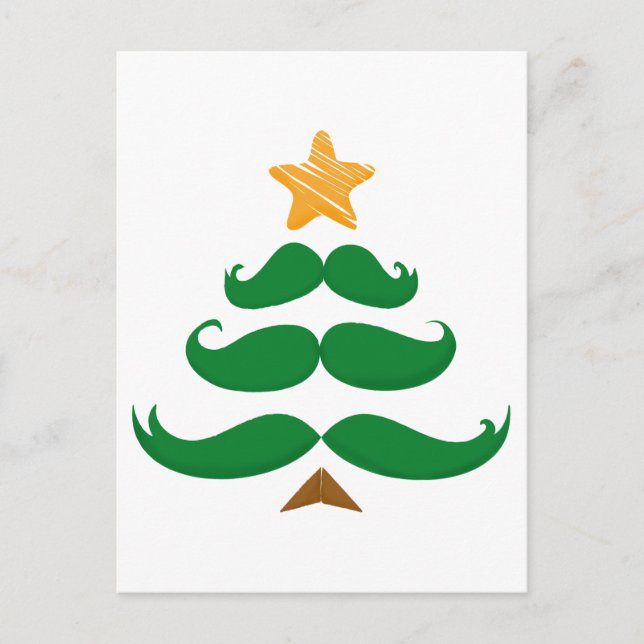 Green Moustache Tree Holiday Postcard (Front)