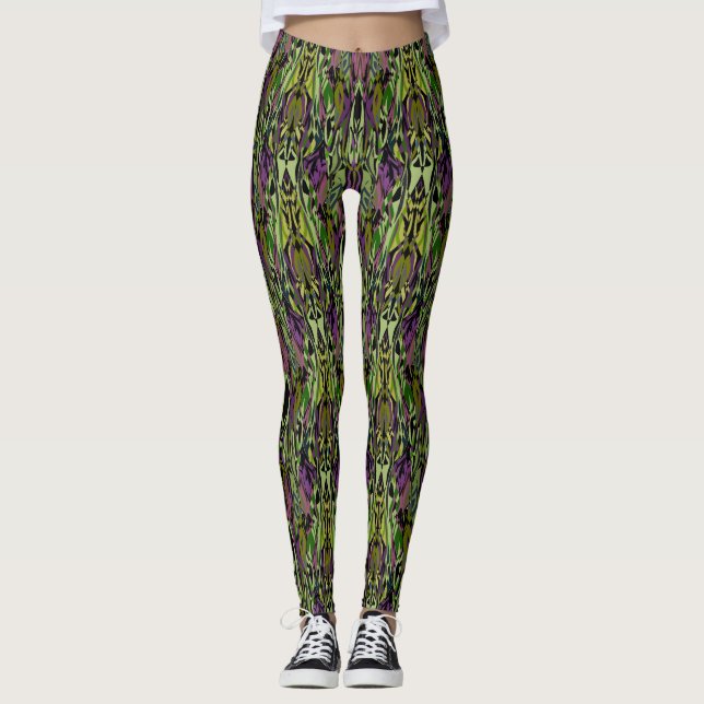 Green- Multi Colour Women's Leggings (Front)