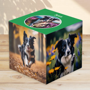 Green Multi Photo Pet Dog Keepsake Personalised Cube