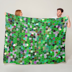 GREEN Multicolored Garden Pattern Fleece Blanket