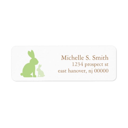 Green Mum and Baby Rabbits Return Address Label