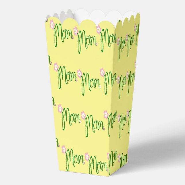 Green mum text on yellow favour box (Front)