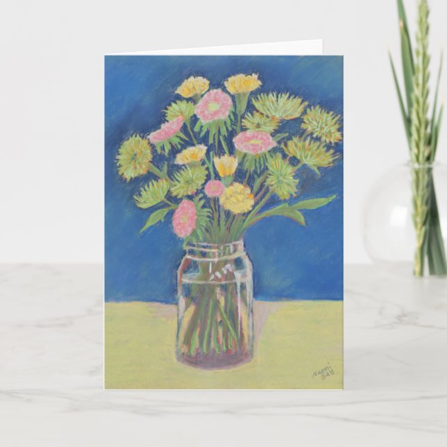 Green Mums Greeting Card (Front)