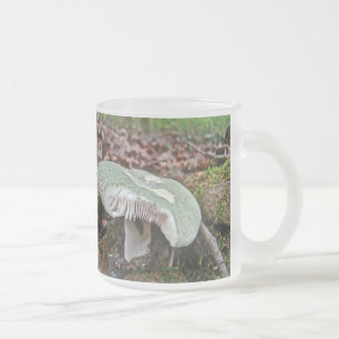 Green Mushroom - Russula crusosa Frosted Glass Coffee Mug