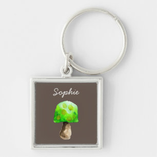 Green Mushroom watercolor cute fungi Key Ring