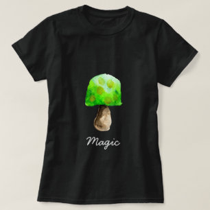 Green Mushroom watercolor cute fungi T-Shirt