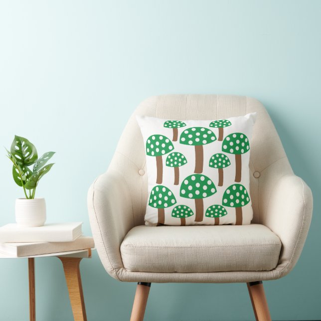 Green Mushrooms Pattern  Cushion (Chair)